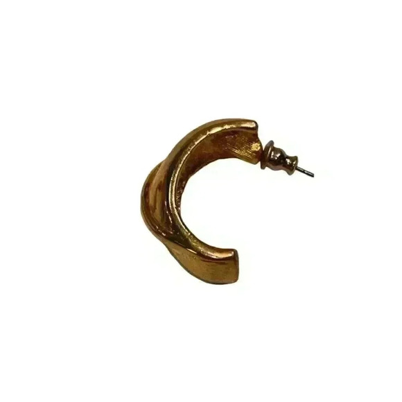 Half circle golden pierced earrings - Picture 3 of 4